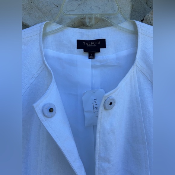 Talbots Irish Linen Jacket Sz S White Long Length Classy Layering Staple Beachy - Picture 4 of 6